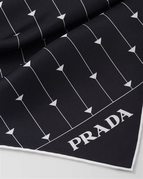 prada foulars|Black/white Printed Silk Twill Foulard .